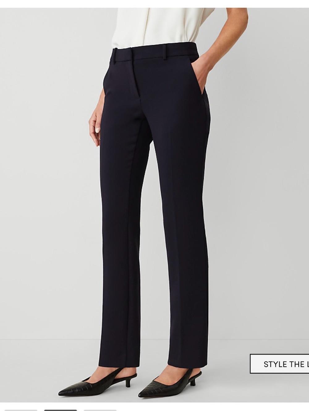 Ann Taylor Sophia Navy Straight-Leg Dress Pants